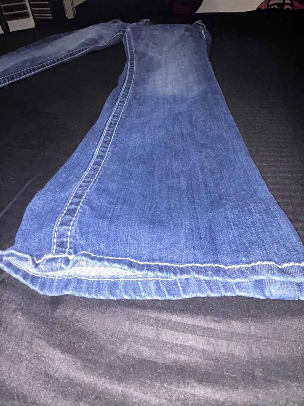 Ariat Jeans Women’s 31R Blue Denim R.E.A.L Mid Rise Stretch Entwined Boot Cut - Picture 3 of 14